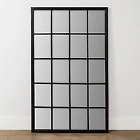 Grande Black Window Pane Leaner Mirror