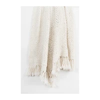 White Cotton Tassel Throw