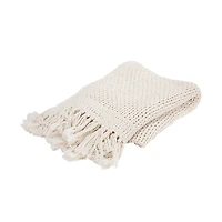 White Cotton Tassel Throw