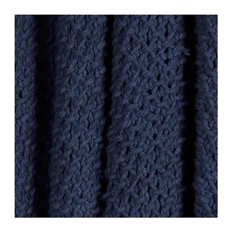 Navy Cotton Tassel Throw