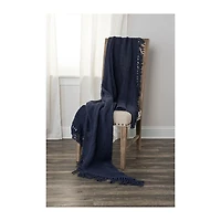 Navy Cotton Tassel Throw