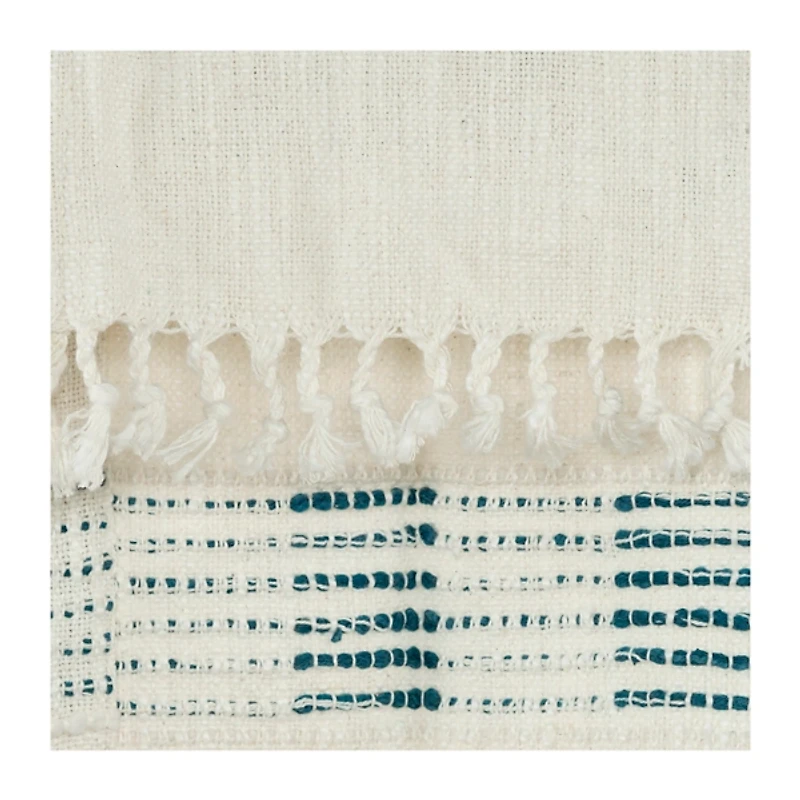 Teal and Ivory Woven Stripe Throw