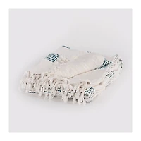 Teal and Ivory Woven Stripe Throw