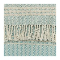 Light Blue and Ivory Striped Cotton Throw