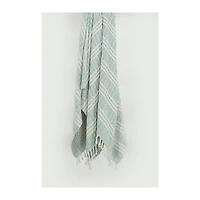 Light Blue and Ivory Striped Cotton Throw