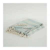 Light Blue and Ivory Striped Cotton Throw