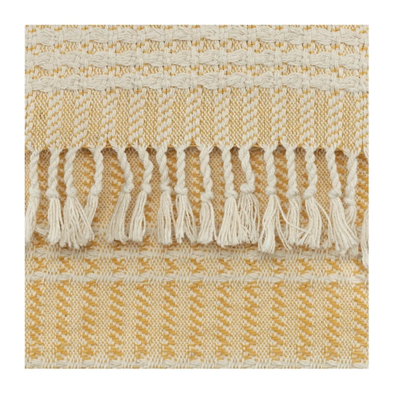 Gold and Ivory Striped Cotton Throw