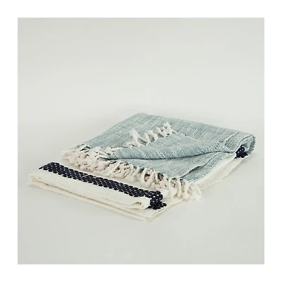 Blue and Ivory Colorblock Throw