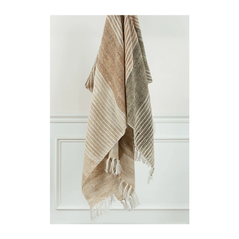 Brown Stripe Woven Throw
