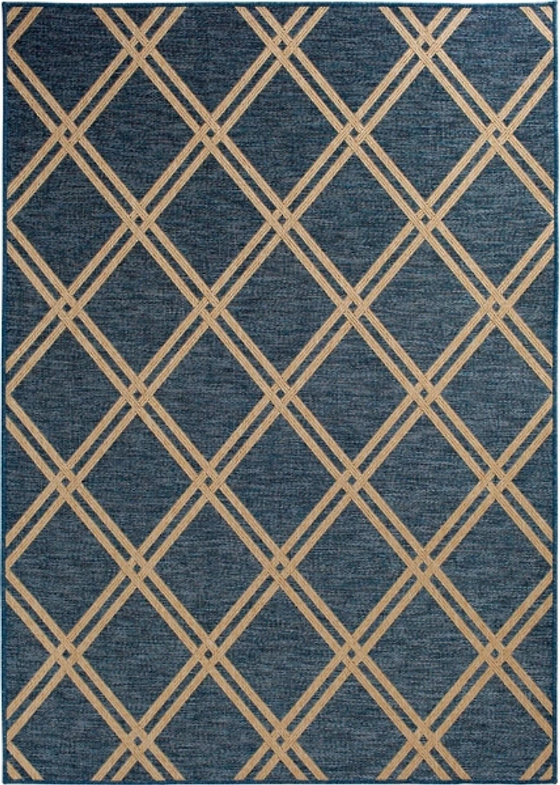 Navy Diamond Indoor/Outdoor Area Rug, 5x7