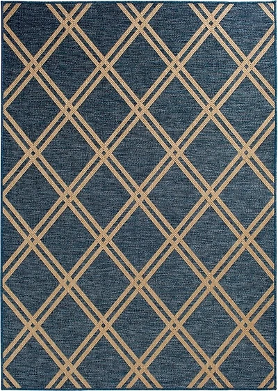 Navy Diamond Indoor/Outdoor Area Rug, 5x7