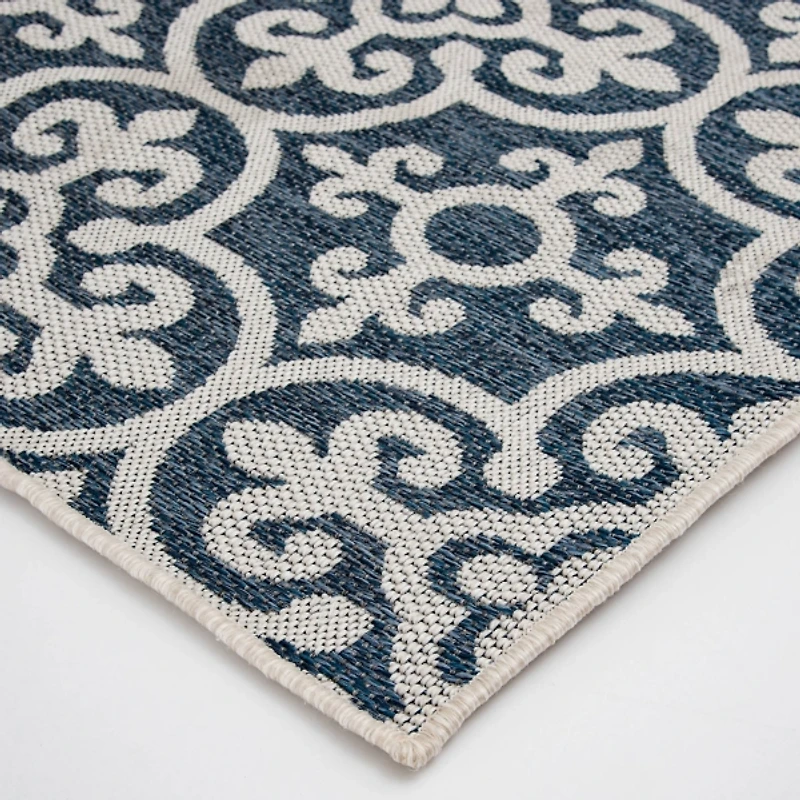 Blue Auckland Tile Outdoor Area Rug, 7x9