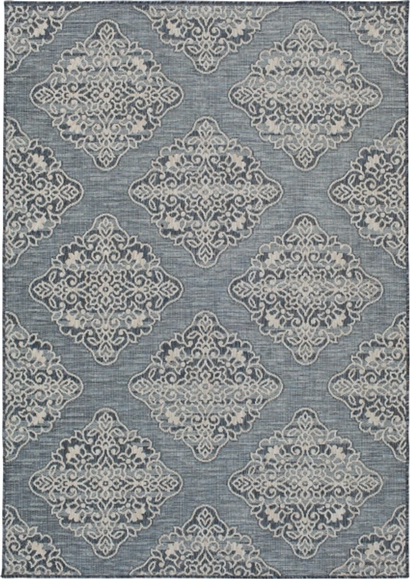 Gray Medallion Devora Indoor/Outdoor Area Rug, 7x9