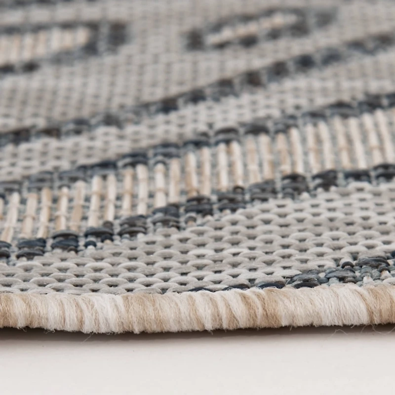 Blue Malibu Monstera Outdoor Area Rug, 7x9