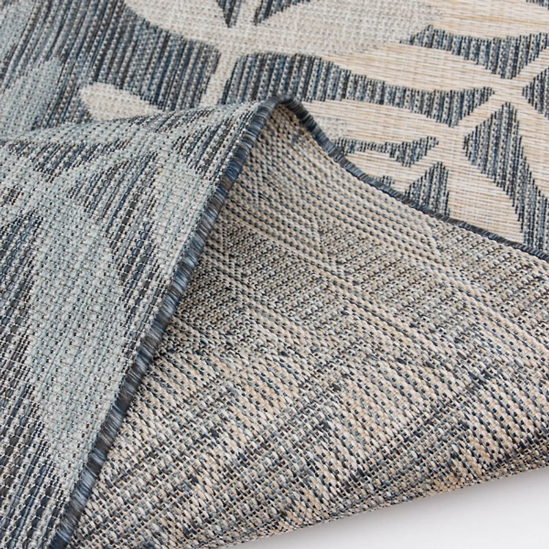 Blue Malibu Leafy Outdoor Area Rug, 7x10