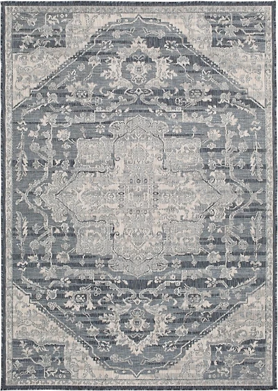 Blue Medallion Lava Indoor/Outdoor Area Rug, 7x9