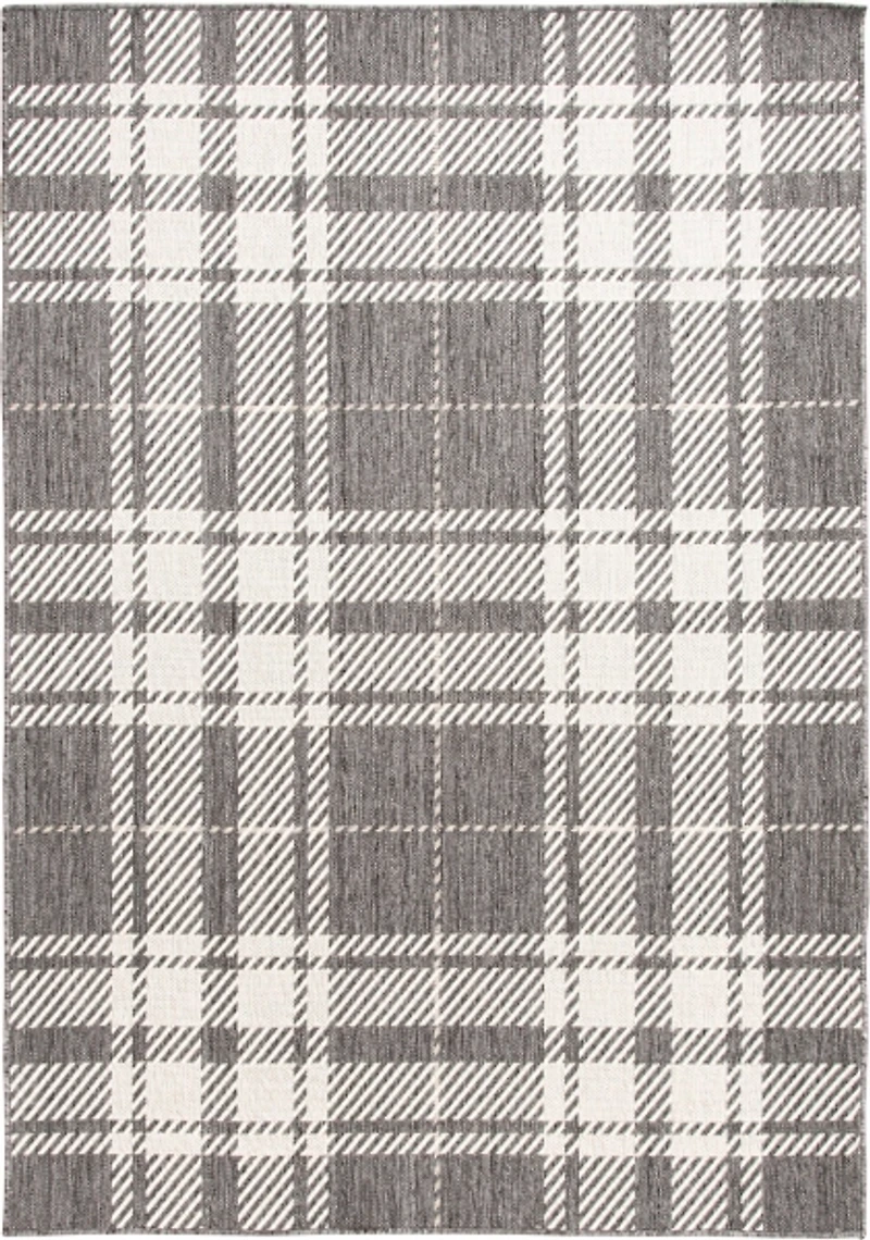 Gray Priya Plaid Indoor/Outdoor Area Rug