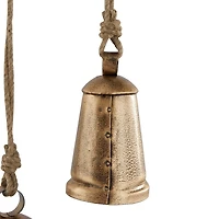Triangular Aged Gold Hanging Bells, Set of 3