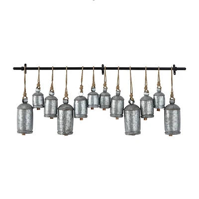 Galvanized Silver Round Bells Wall Plaque