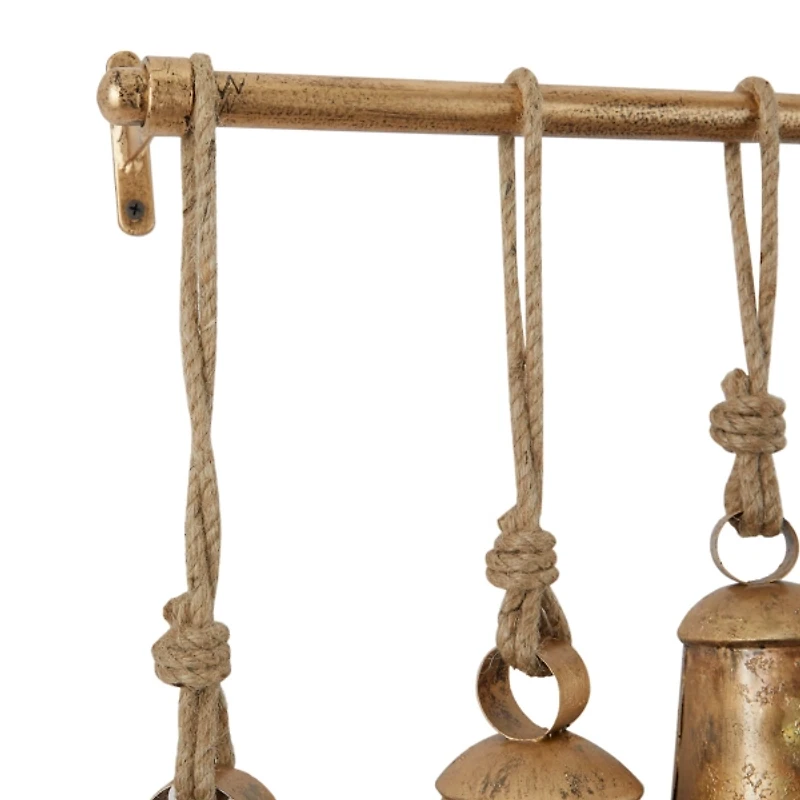 Aged Gold Triangle Bells Wall Plaque