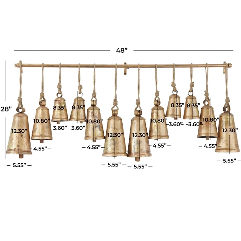 Aged Gold Triangle Bells Wall Plaque