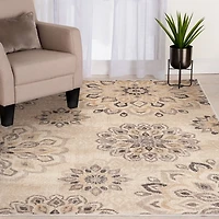 Tan Floral Mini Medallions Area Rug, 5x7