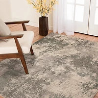 Tan and Black Abstract Livs Area Rug, 5x7