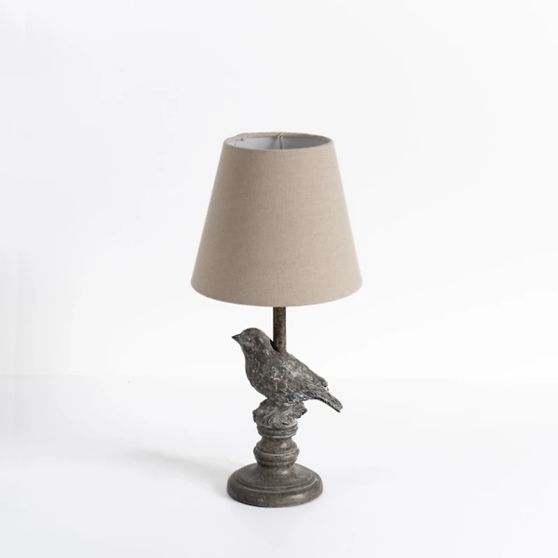 Stone Gray Perched Bird Table Lamp