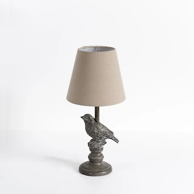 Stone Gray Perched Bird Table Lamp