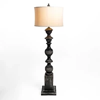 Black Distressed Carved Floor Lamp