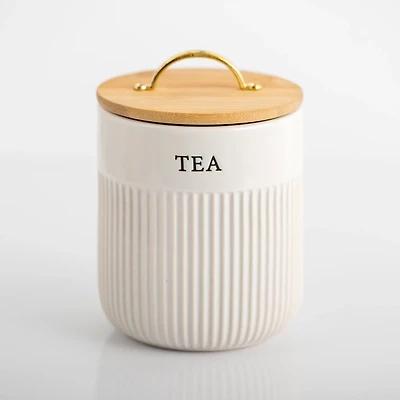 Tea Ribbed Ceramic Canister