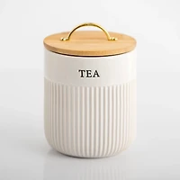 Tea Ribbed Ceramic Canister