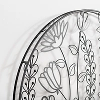 Round Metal Floral Cutout Wall Plaque