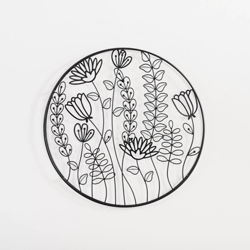 Round Metal Floral Cutout Wall Plaque