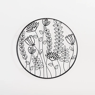 Round Metal Floral Cutout Wall Plaque