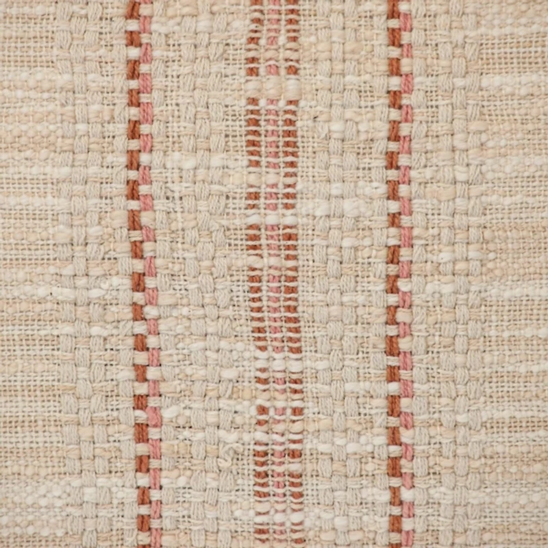 Beige Woven Red Stripes Lumbar Pillow