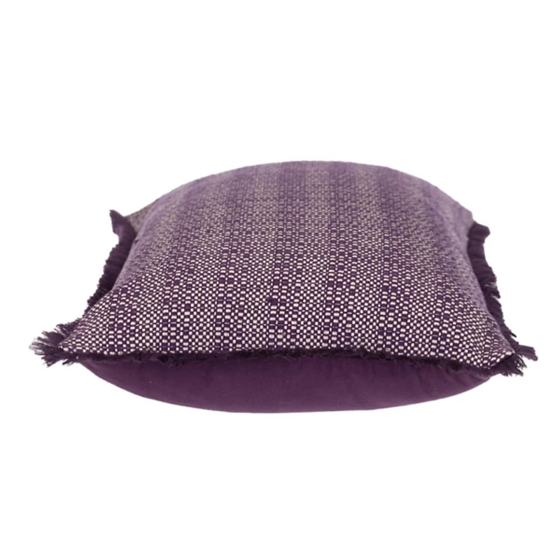 Purple Woven Stripes Fringe Lumbar Pillow