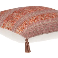 Orange and Pink Floral Stripe Pillow