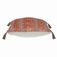 Orange and Pink Floral Stripe Pillow