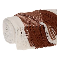 Rust Chalet Striped Fringe Throw