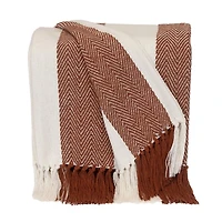 Rust Chalet Striped Fringe Throw