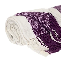 Purple Chalet Striped Fringe Throw