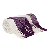 Purple Chalet Striped Fringe Throw