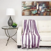 Purple Chalet Striped Fringe Throw