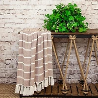 Brown Herringbone Striped Throw