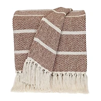 Brown Herringbone Striped Throw