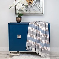 Brown Herringbone Multi Striped Throw