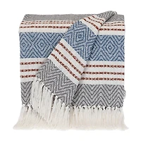 Brown Herringbone Multi Striped Throw