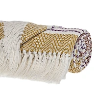 Mustard Herringbone Multi Striped Throw