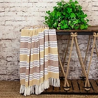 Mustard Herringbone Multi Striped Throw